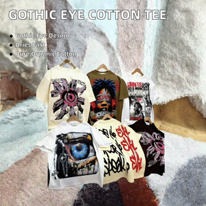 <b>Men's</b> Gothic Eye Graphic <b>T</b> <b>Shirt</b> Loose Fit Short Sleeve 100% Organic Cotton Oversized Streetwear Tee - Product Image 2