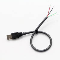 Kabel USB 2.0 Tipe A Male ke 4-Wire Open Cable dengan Pelindung Jalinan Tembaga Murni PVC, Panjang Kustom OEM, Konduktor Tembaga Berlapis Timah, Bersertifikasi CE RHOS