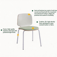 Chaises de conférence et de salle à manger empilables avec pieds en métal nordique et dossier en bois massif, idéales pour les cafétérias scolaires et les cafés.