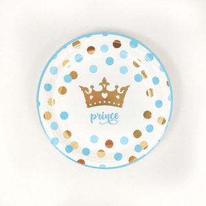 Decoraciones para Fiesta de Cumpleaños de Príncipe DAMAI, Platos, Servilletas y Vasos Desechables, Azul Dorado, Castillo, Corona, Vajilla para Fiesta de Princesa - Product Image 5