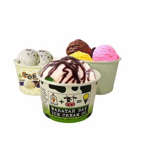 Umwelt freundliche Einweg-Pappbecher für Eiscreme und gefrorenen Joghurt-Verpackungs behälter mit Deckel und Löffel - Product Image 4
