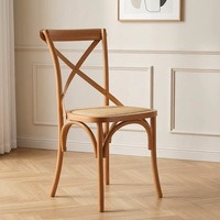 Chaise de salle à manger empilable en bois massif, style antique, pour événements, mariages, banquets, avec dossier croisé