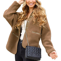 Veste polaire d'hiver pour femme, décontractée, à revers, manches longues, imperméable, réversible, respirante, écologique, coupe-vent, avec poches