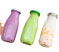 Italiaanse Proteïne Karamel Yoghurt Melk Theepudding Vruchtensap Ronde Vorm Verpakking Glazen Container 330Ml Melk Baby Melkfles
