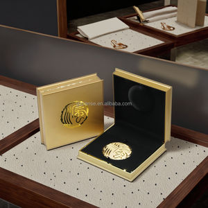 Bense Logo personnalisé boîtes à bijoux en bois de bambou étui en flanelle de velours jaune pour collier à la main lumières Laser charpie emballage - Product Image 6