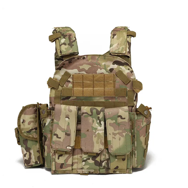 2024 Gloednieuwe Multi-Kleuren Nylon Duurzame Multicam Tactico Plaat Carrier Security Molle Tactical Vest Met Zakjes