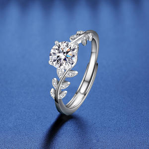 Bague ajustable pour femme en argent sterling S925 avec moissanite, sertie à griffes, design niche Déesse <span class=keywords><strong>Laurier</strong></span>, électroplaquée, vente en gros sur stock - Product Image 2