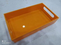 Plateau de service en acrylique avec poignées dorées Plateau en acrylique robuste et de grande capacité pour café, cuisine et organisateur de bureau Plateau de rangement