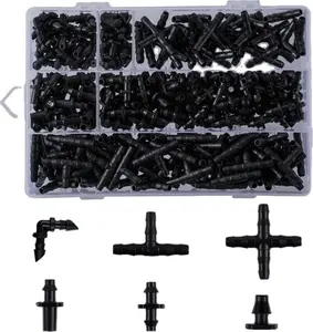 Hot bán 280 miếng barb nối thủy lợi phù hợp kit, tưới nhỏ giọt barb nối 1/4 inch Ống phù hợp Kit