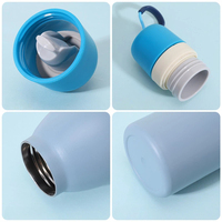Bouteille d'eau isotherme en acier inoxydable grande capacité couleur macaron avec boucle de transport et double couvercle à bec verseur pour le sport