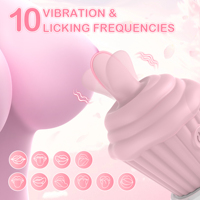 Eiscreme-förmiger Rotierender Zungen-Vibrator Klitorale Leckstimulation Niedliches Dessert-Design Weiches Silikon Erwachsenen-Sexspielzeug für Frauen