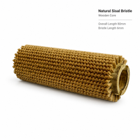 Brosse cylindrique en sisal naturel avec noyau en bois et fente pour clé, brosse à rouleau pour laver et peler les pommes de terre, brosse de qualité alimentaire