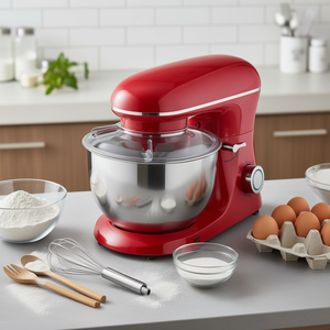 Robot pâtissier électrique 6 litres, bol en acier inoxydable, 660W, 6 vitesses, pour la pâtisserie, avec fouet, batteur et crochet pétrisseur - Product Image 2