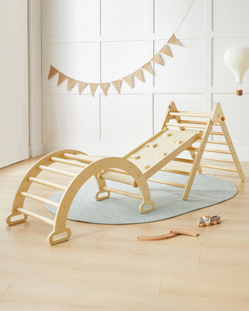 Montessori Wooden Learning Tower Foldable Toys Slide Indoor Combination Climbing Frame for Kids Toddlers