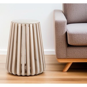 HMS 23 \ "bianco e naturale in marmo e legno tonda a tamburo per mobili da soggiorno - Product Image 2