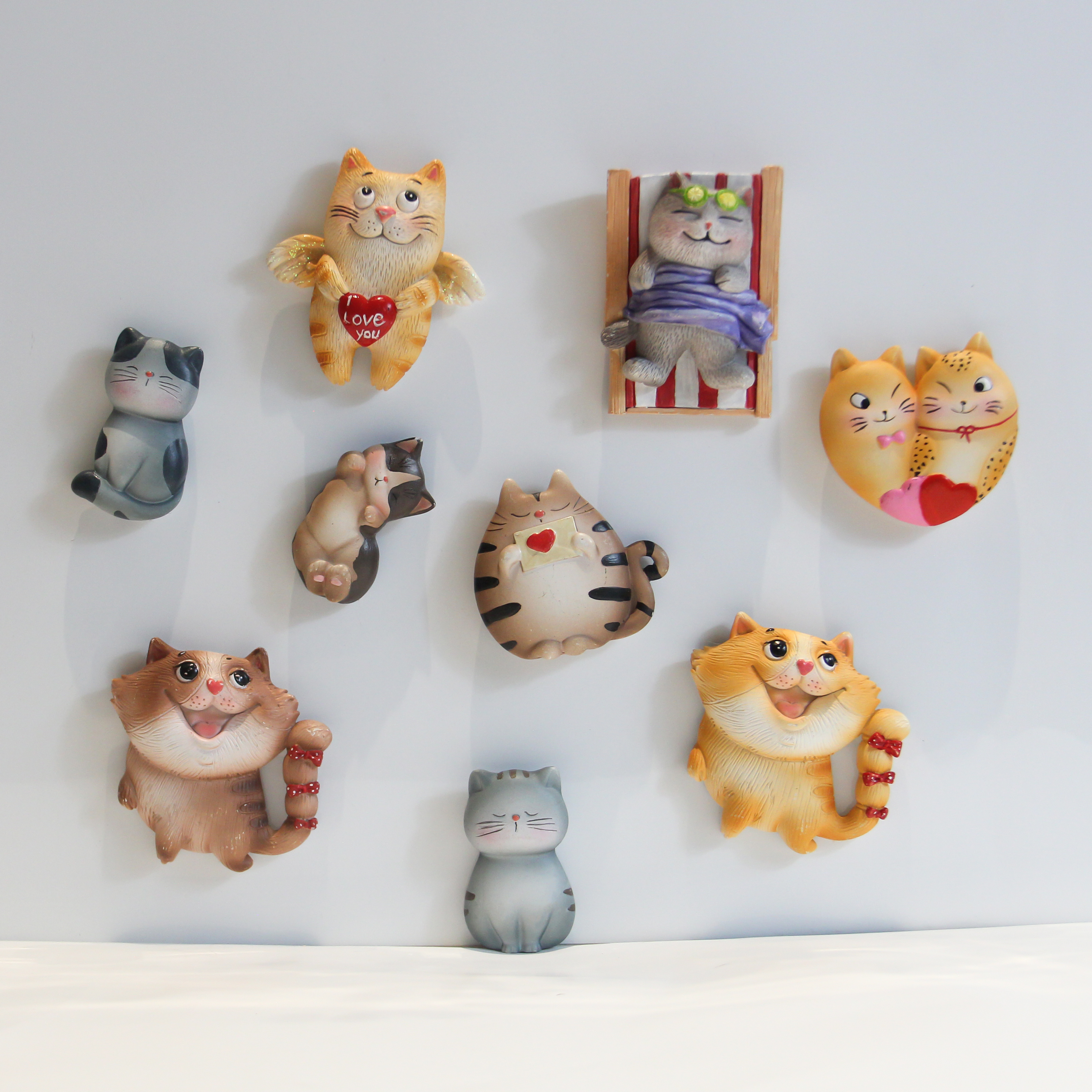 Оптовая продажа 3d кошка магнитная наклейка на холодильник котенок магниты на холодильник доска объявлений на присоске камень пользовательские аниме магниты на холодильник