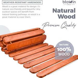 Pasarela de Madera para Jardín, Camino Rectangular de Pino Resistente a la Intemperie e Impermeable, para Terraza, Bodas y Fiestas - Product Image 2