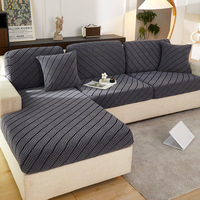 Housse de Canapé Épaisse, Extensible et Élastique en Polaire pour Salon, Chambre, Canapé d'Angle en Forme de L