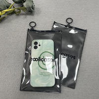 Embalaje de caja de teléfono personalizado de lujo Bolsa de bloqueo de PVC con cremallera negra esmerilada Bolsa de plástico con cremallera de PVC reutilizable para pequeñas empresas