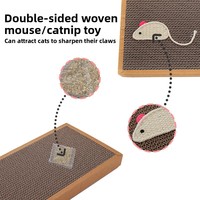 Vente en gros transfrontalière usine Zhejiang : Griffoir pour chat en carton ondulé durable, anti-ennui, avec herbe à chat et souris décorées