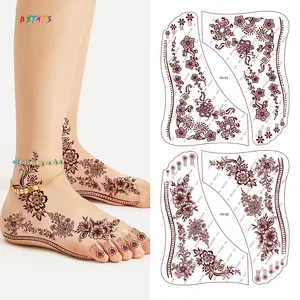 Distinctive Creations Mehndi Art Feet Henna Tattoo Indian Lace Tattoo Stickers Waterproof Mandala Foot Henna Designs In Brown