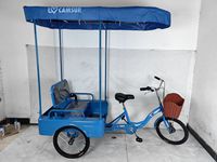 Triciclo de Carga de 3 Ruedas con Estructura de Acero para Adultos, Asiento Cómodo, Seguro, Carrocería Abierta, Rickshaw, Triciclo de Pasajeros, Exportación, 20 Pulgadas, 100 kg