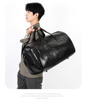 Sac de voyage vintage en cuir PU anti-plis pour costumes, avec compartiment à chaussures, essentiel pour les voyages d'affaires, fermeture éclair
