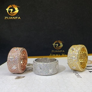 Anillo de Eternidad de Plata de Ley 925 con Diamantes Moissanite VVS, Estilo Rapper, Joyería de Moda, Totalmente Cubierto de Diamantes, Pasa el Test de Diamantes - Product Image 6