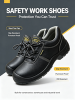 Zapatos de Seguridad para Hombre, Parte Superior de Cuero, Antideslizantes, con Puntera de Acero, Botas de Trabajo Seguras para la Construcción