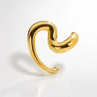 Massiver, unregelmäßiger, gedrehter, offener, verstellbarer Edelstahl-Mode-Ring, poliertes geometrisches Statement-Band für Damen zum täglichen Tragen