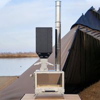 Poêle à granulés de bois et charbon de bois coupe-vent en acier inoxydable SUS304, chauffage de tente double usage avec cheminée de 1,75 m pour le camping en extérieur