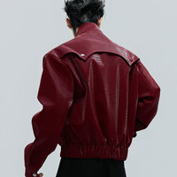 Blouson Moto Premium Rouge pour Homme en Similicuir PU – Manteau Personnalisé pour l'Automne et le Bureau
