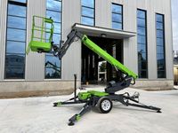 Mini nacelle élévatrice tractable 10m 12m avec dimensions de rangement compactes pour site de travail étroit, plateforme de travail aérien montée sur remorque