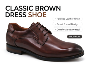 Chaussures Derby classiques marron pour hommes, en cuir lisse poli, à lacets, talon bas, pour affaires, mariage, bureau - Product Image 1