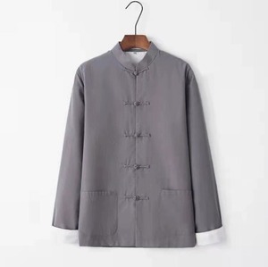 Haut traditionnel <span class=keywords><strong>chinois</strong></span> en coton pour <span class=keywords><strong>homme</strong></span>, style Tang, à manches longues, uniforme de Kung Fu et Tai Chi, chemise, blouse ou manteau pour le printemps et l'automne - Product Image 5
