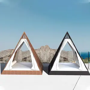 Новое поступление, Современная пляжная плетеная круглая кровать в виде пирамиды для любой погоды