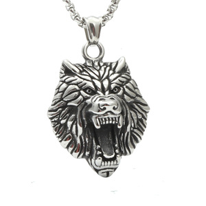 Collar con colgante de león de acero inoxidable, unisex, con temática animal, joyería de regalo - Product Image 1