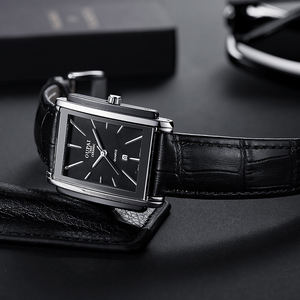 Orologio da polso di lusso impermeabile in acciaio inossidabile con cinturino in ceramica nera quadrata da uomo di vecchia moda con calendario per OEM - Product Image 6