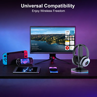Casque de jeu RGB avec station de charge par contact, chargement automatique via les broches Pogo, tri-mode BT5.3/2.4G/3.5mm, micro ENC pour PS5 PC