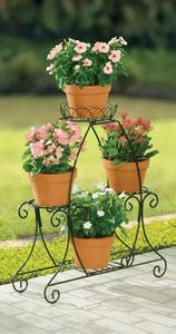 Compre un Soporte Metálico para Plantas con Dos Soportes para Macetas, Estante Decorativo para Macetas de Interior y Exterior para Decoración del Hogar y Jardín - Product Image 3