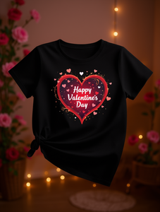 T-shirt da donna per San Valentino, manica corta, girocollo, stampa a cuore, top casual, 100% cotone, lavabile in lavatrice, per tutte le stagioni - Product Image 2