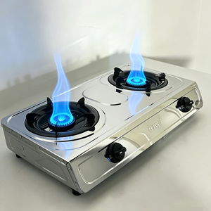 Fornello a <span class=keywords><strong>Gas</strong></span> a Doppio Bruciatore in Acciaio Inox, Personalizzabile con Logo ODM, Compatibile con GPL o <span class=keywords><strong>Gas</strong></span> Naturale, Supporto Antiscivolo, Fiamma Stabile - Product Image 1