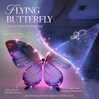 Papillon Bionique Volant Simulé à LED avec Ailes Battantes pour Mariage, Contrôle à Distance, Divertissement Intérieur, Fête de Mariage