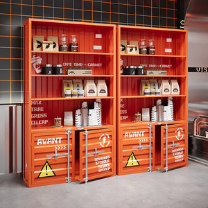Vitrine de présentation et de rangement moderne de style industriel, en forme de conteneur de transport, en fer forgé et verre, pour <span class=keywords><strong>LEGO</strong></span> - Product Image 1