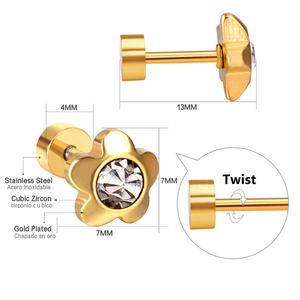 Boucles d'oreilles de haute qualité pour femmes, dernières nouveautés en bijoux diamantés, boucles d'oreilles à visser en or pour filles - Product Image 6