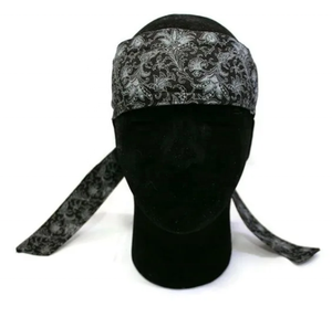 Diadema Deportiva Elástica de Poliéster Personalizada para Hombre, Diseño Damasco Blanco y Negro con Colas, para Paintball - Product Image 1