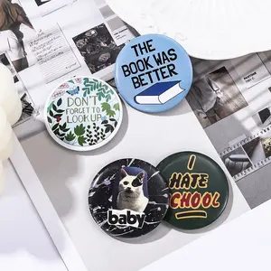 Prensatelas de Metal para regalos, insignias de botón redondo con logotipo impreso personalizado, insignia de Pin de hojalata personalizada