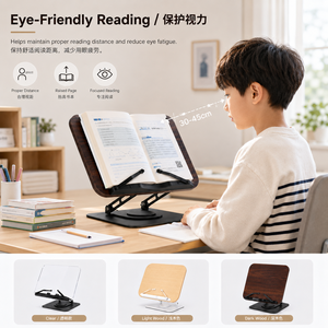 Support universel ergonomique en métal <span class=keywords><strong>pour</strong></span> livres et tablettes, inclinable, avec base antidérapante et lecture mains libres - Product Image 4