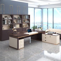 Bureau de direction moderne de luxe en bois, matériau MDF, finition marron, garantie 3 ans, marque ML, utilisation commerciale, domestique, scolaire, moderne