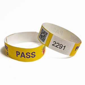 Logo personnalisé passe d'<span class=keywords><strong>admission</strong></span> Tyvek Bracelet imprimable au laser Bracelet d'entrée en papier Bracelet avec code QR - Product Image 4